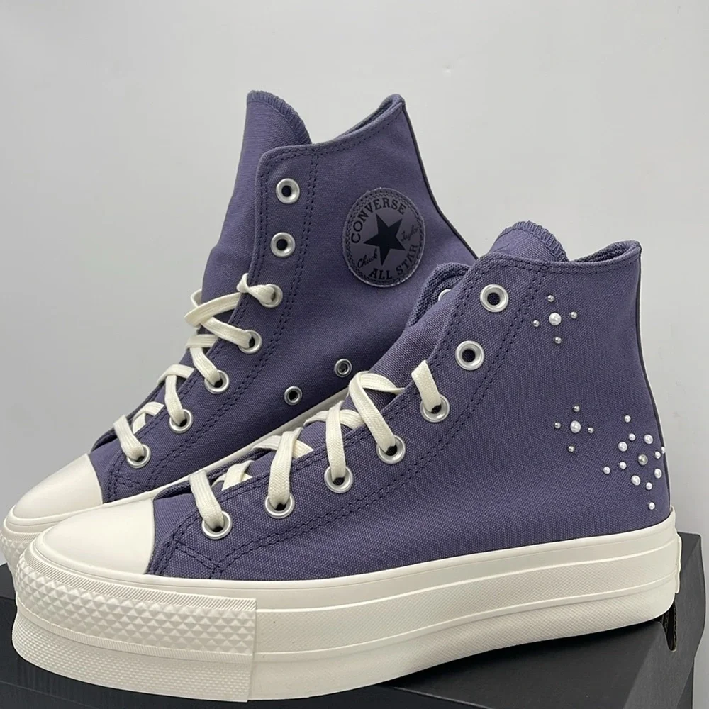 Converse WMNS А12513С CTAS LIFT HI LAVENDER ASH/EGRET/BLACK Platforms Sneakers